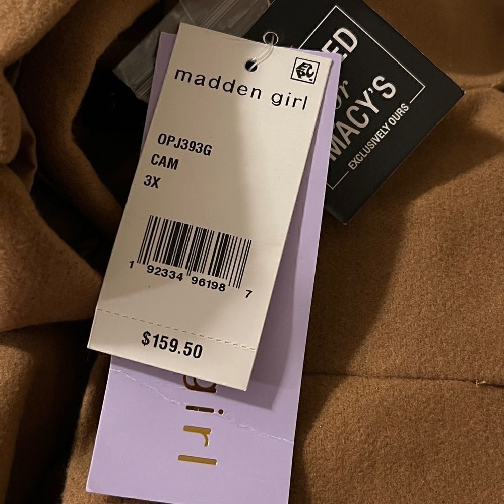 Madden Girl Juniors Drama Belted Skirted Camel Coat Plus Size 3X NWT - Picture 8 of 9